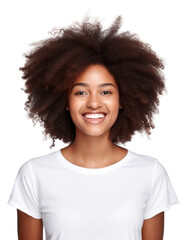 Canvas Print - PNG Afro women smile portrait t-shirt.