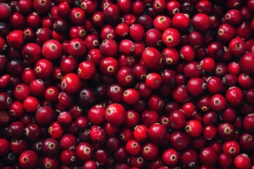 Wall Mural - Cranberries. Fresh Organic Red Berry Fruit, Healthy Food Ingredient with Bright Red Color