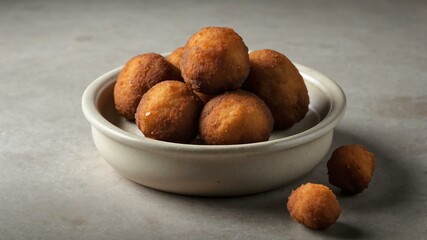 Wall Mural - southern comfort foods hushpuppies isolated on an aesthetic plate, concept for advertisement