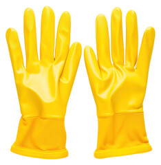 Canvas Print - PNG Yellow rubber gloves yellow white background protection.