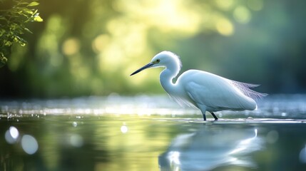 Poster - Snowy Egret in Tranquil Waters