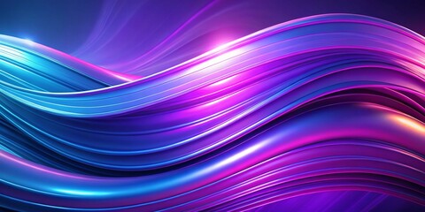 Colorful abstract waves of blue and purple light swirl gracefully against a dark background in a modern digital art composition