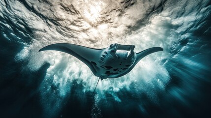 Wall Mural - Majestic Manta Ray Underwater