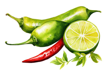 Poster - PNG Lime vegetable fruit plant.