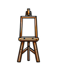 Editable stroke vector of an artist's easel with a number 4 on the canvas.