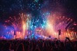 © dashtik - Vibrant Fireworks Display Over a Festival Crowd Capturing Spectacular Night Celebration