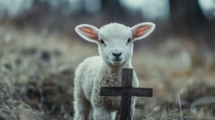 The lamb with a cross, symbolizing Jesus as the Lamb of God in Christian belief.