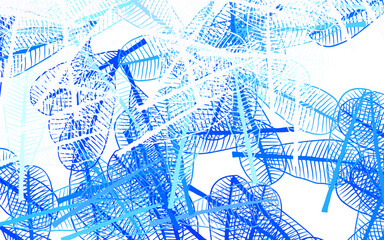 Wall Mural - light blue vector doodle pattern with leaves.