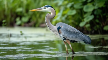 Canvas Print - Great Blue Heron Standing in Water