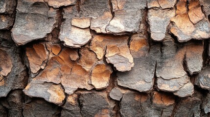 Wall Mural - Close-up of rough tree bark texture with deep grooves and natural patterns, ideal for organic and rustic backgrounds