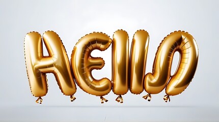 Wall Mural - golden balloon text saying designed realistic vector style white background representing concepts greeting welcome