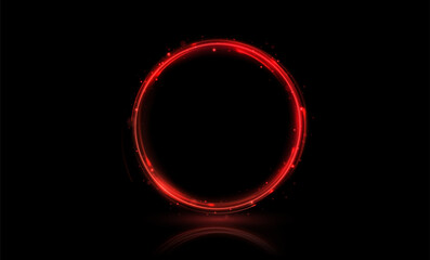 Wall Mural - Curve light effect of red line. Twirl line curve light effect. Abstract ring background with glowing swirled background. Round frame. Red line curve light effect. Glowing red circle portal, platform.