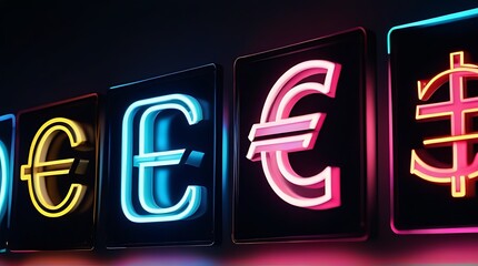 neon signs dollar euro currencies perfect wall decoration cover designs related business markets money exchange