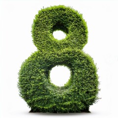 shrubs trimmed into number 8 isolated on white background