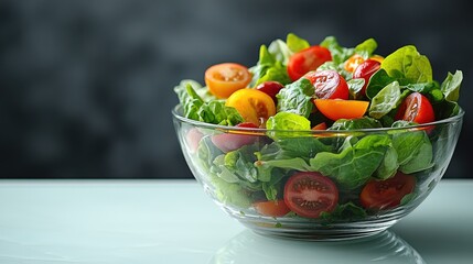 Wall Mural - A colorful salad bursting with fresh greens and ripe tomatoes ready to enjoy