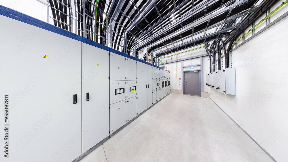 Stock-Foto „Network servers in a data center. Tier III carrier neutral ...