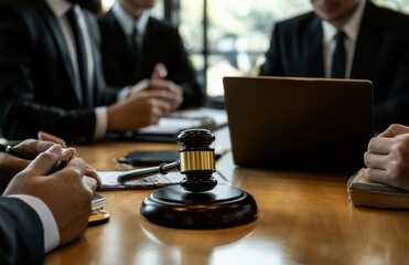 During a meeting, two Asian businessmen discuss and work on laptops in a modern office, business meeting, teamwork concept, close up