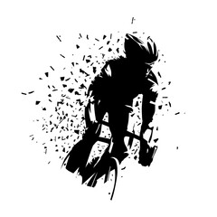 Wall Mural - Cycling. Road cyclist front view. Abstract isolated vector silhouette