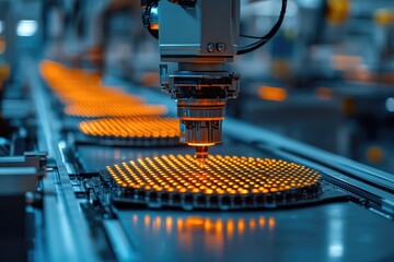Aufkleber - Pick and place machine placing components on a pcb in a modern factory