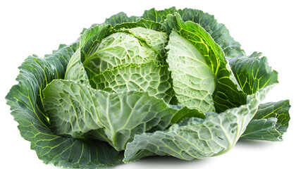 Wall Mural - Green cabbage isolated on white background with clipping path and full depth of field