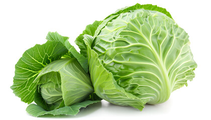 Wall Mural - Green cabbage isolated on white background with clipping path and full depth of field