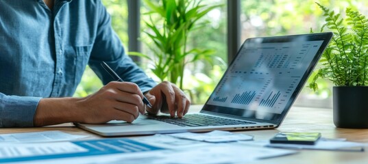 Sticker - In this close-up, a businessman is using a digital tablet with a calendar planner and organizer for planning daily appointments, meeting agendas, schedules, timetables, and coordinating events.