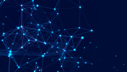 Wall Mural - interweaving of dots and lines in cyber space. study, collection and processing of data. business an