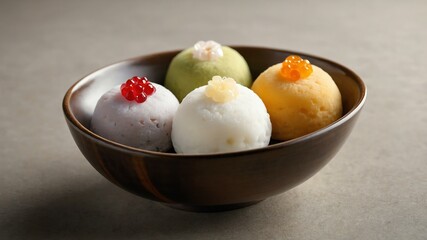 Wall Mural - japanese desserts and sweets dish daifuku isolated on an aesthetic plate, concept for advertisement