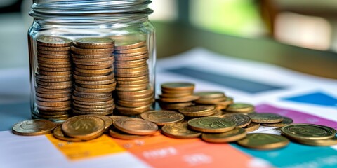 Aufkleber - Financial presentation on savings strategies with colorful charts and detailed analysis engaging and professional layout