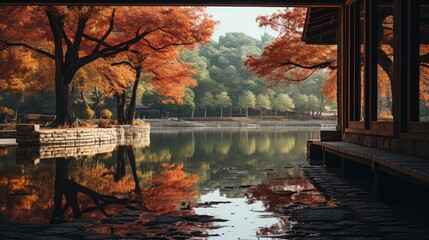 Sticker - autumn at the lake