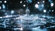 © Peerarut - Digital environment featuring a floating water drop and particles, emphasizing advanced technology and modern design
