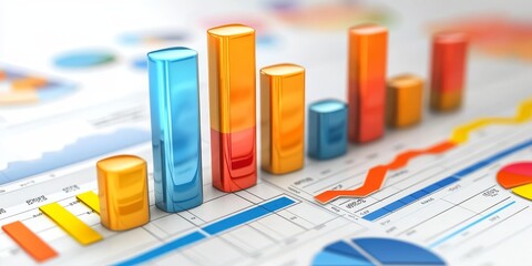 Wall Mural - Detailed revenue streams chart with colorful segments and clear data points professional business finance illustration