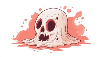 a spooky cartoon ghost with hollow eyes and a melting appearance, ideal for halloween-themed designs