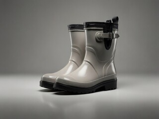 Rubber boots for women - stylish solution for warm but rainy weather isolated on white background. AI generated.