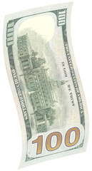 Wall Mural - one hundred dollar banknote flying on isolated background.