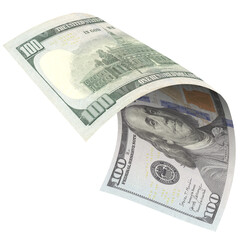 Wall Mural - falling 100 american dollar banknotes, isolated background.