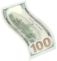 Wall Mural - one hundred dollar banknote flying on isolated background.