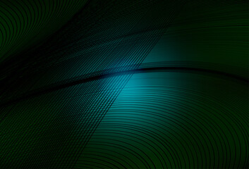 Poster - Dark Green vector template with curved lines.