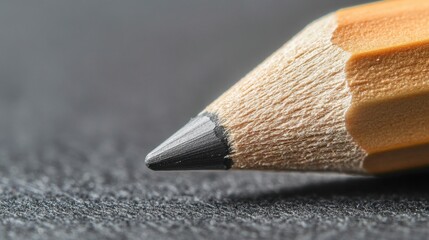 A macro shot of a pencil tip, showing the fine details of the graphite and wood, with the soft texture of paper just beneath it.