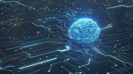 Powerful artificial intelligence processor unit featuring advanced quantum AI components on a PCB motherboard, illustrating seamless data transfers and cutting-edge technology in modern computing