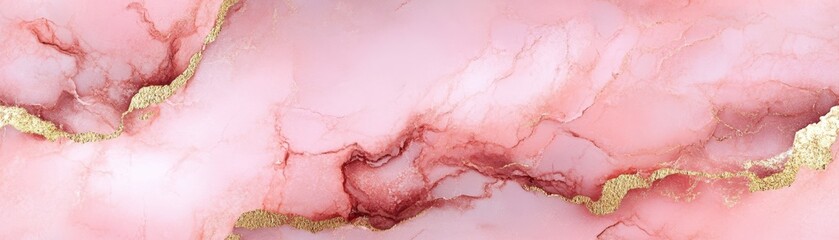 Poster - Seamless marble texture in soft pinks and gold veins, [Abstract Background Marble], [Luxurious and feminine]