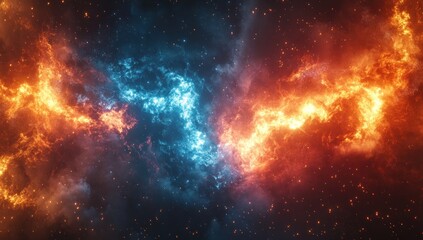 Poster - Cosmic Flames: A Dance of Fire and Ice