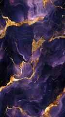 Sticker - Seamless marble texture in deep purple with gold highlights, [Abstract Background Marble], [Bold and sophisticated]