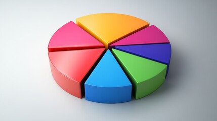 Aufkleber - A pie chart with a 3D effect, showing various segments in different colors, against a neutral background to emphasize depth and detail.