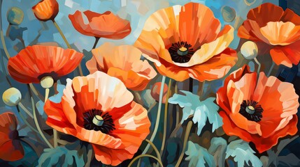 Wall Mural - Art Painting Bright Poppies