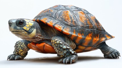 Clipart of a realistic turtle with detailed shell patterns and textures