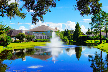 Landscape of a beautiful lake in lakeland Florida	