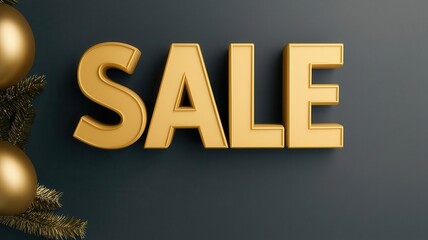 A vibrant sale sign displayed in gold, perfect for promotional materials and festive marketing campaigns.