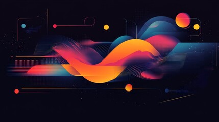 Leinwandbilder - A sleek digital graphic design featuring abstract geometric shapes and vibrant colors, creating a modern and visually striking composition against a dark background.