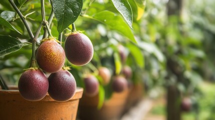 Wall Mural - Ripe Passion Fruit Hanging from a Branch